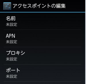 APNの設定　STEP5　アクセスポイントの編集画面