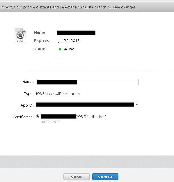Genarate｜Provisioning Profile