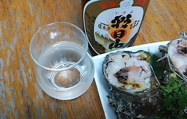 魚熊｜茂原の魚屋さん｜サザエの刺身と朝日山 千寿盃