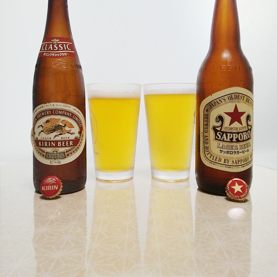 キリン・クラシック・ラガーとサッポロ・ラガー・ビール(赤星)熱処理ビール飲み比べ